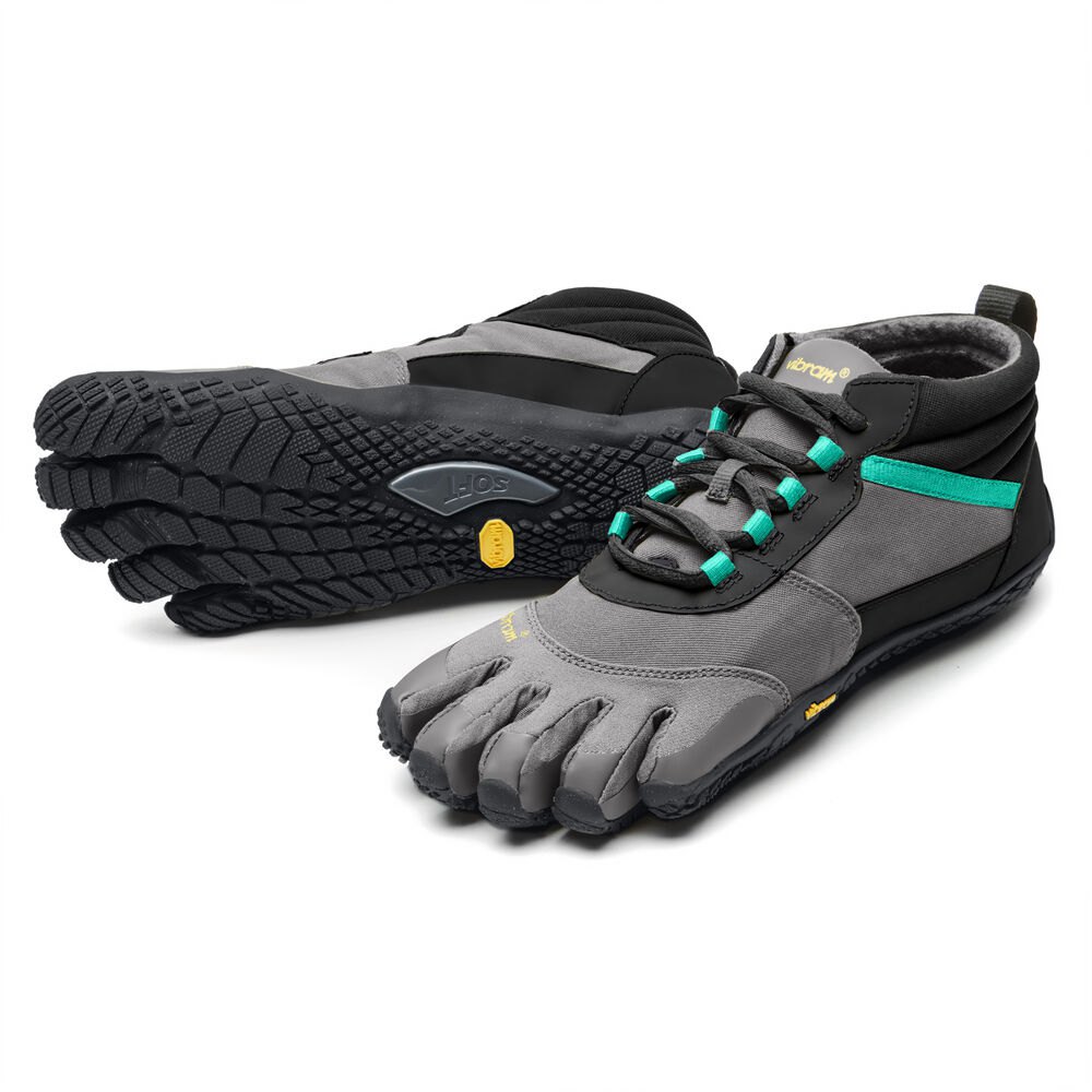 Vibram Five Fingers Womens V-Trek Insulated - Running Shoes Black/Grey/Green - JTW510728